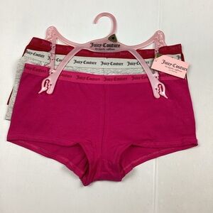 Juicy Couture 3 Pack Cotton Blend Boyshorts Panties Underwear NEW!